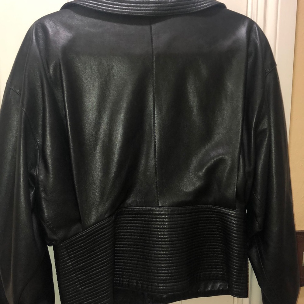 GY black bomber leather jacket - Picture 4 of 8